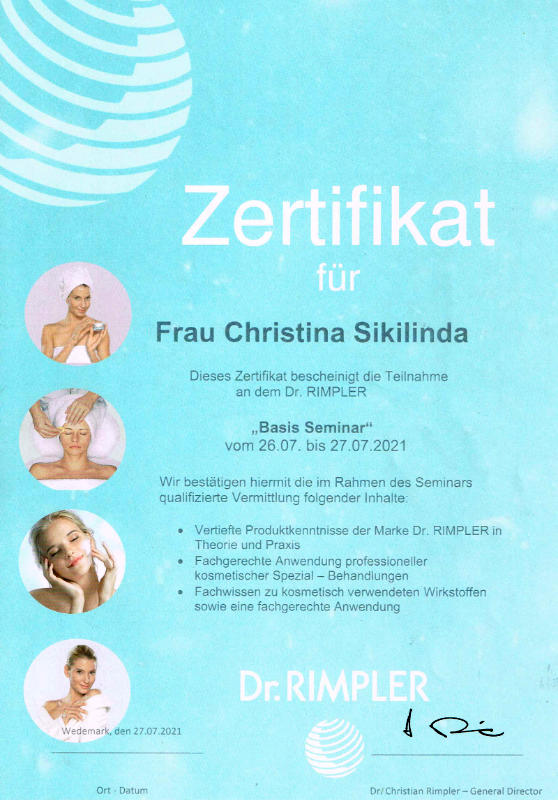 Dr. Rimpler Zertifikat